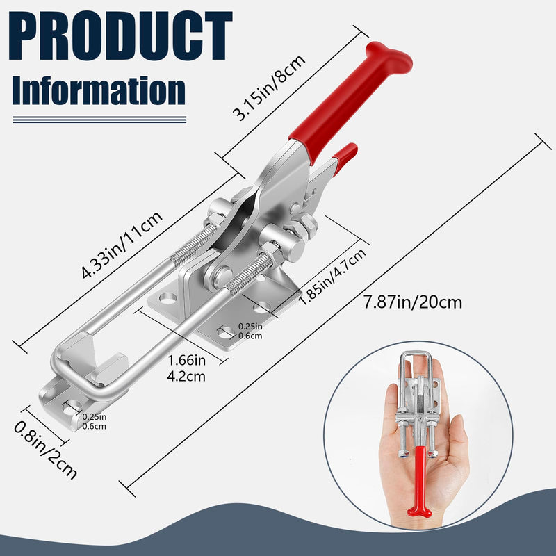 2 Pack Toggle Latch Clamp, Heavy Duty Latches, 2000Lbs Holding Capacity Adjustable Latch Lock, Smoker Clamps Latch for Industrial EquiIpment,Tire Carrier,Boxcar,Smoker Lid 2