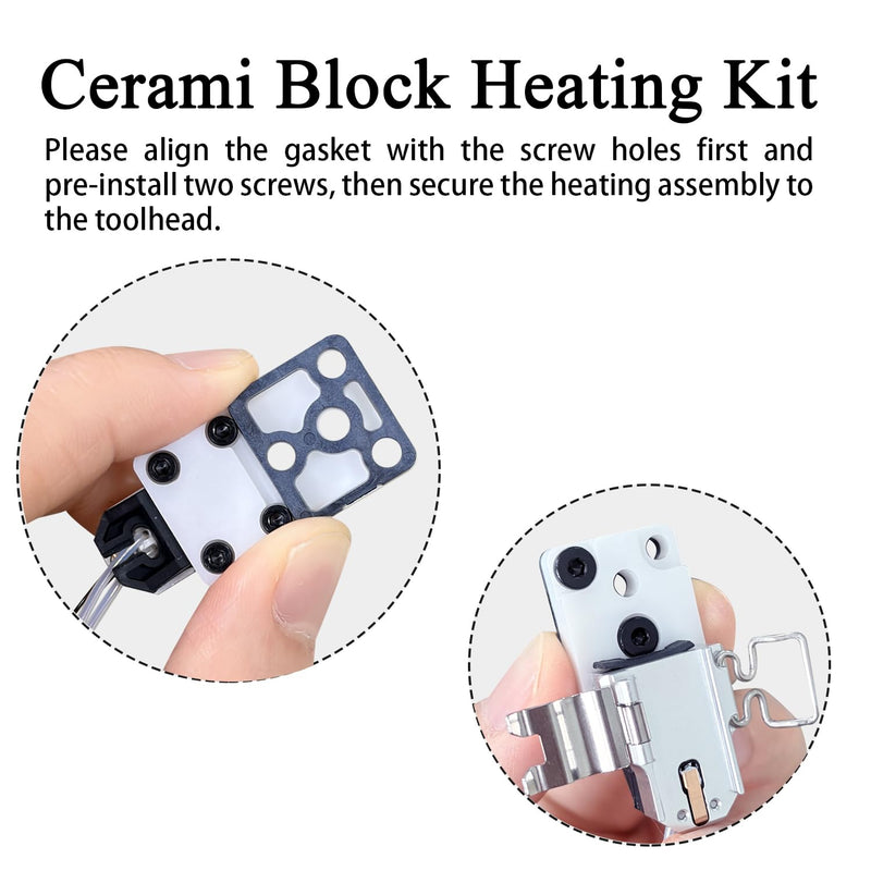 HzdaDeve Upgraded A1 Mini/A1 Heating Assembly Kit Ceramic Block Heat Insulation Heating Component Hotend with Heater Cartridge Thermistor Sensor Heat-Insulating Base Clip for Bambu Lab A1 Series