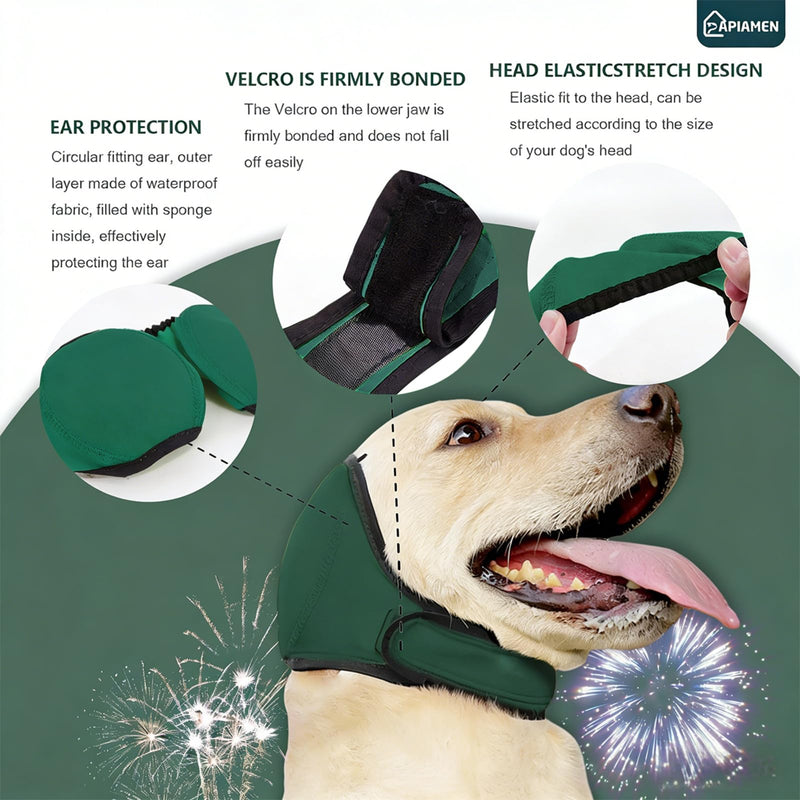 Dog Ear Cover for Hematoma,Bathing,Grooming,Drying,Fashion No Shake Ear Wraps for Dogs Ear Muffs Noise Protection Anxiety Relief,Waterproof Dog Calming Hoodie Shower Cap(Green,S) A-Green S