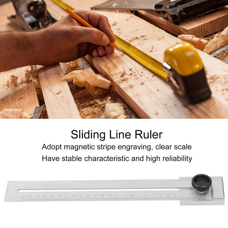ViaGasaFamido Sliding Line Ruler Carbon Steel Ruler Woodworking Parallel Ruler Marker Gauge for Mechanical Processing Marking Offset Marking Gauge and Layout Tool(250mm)