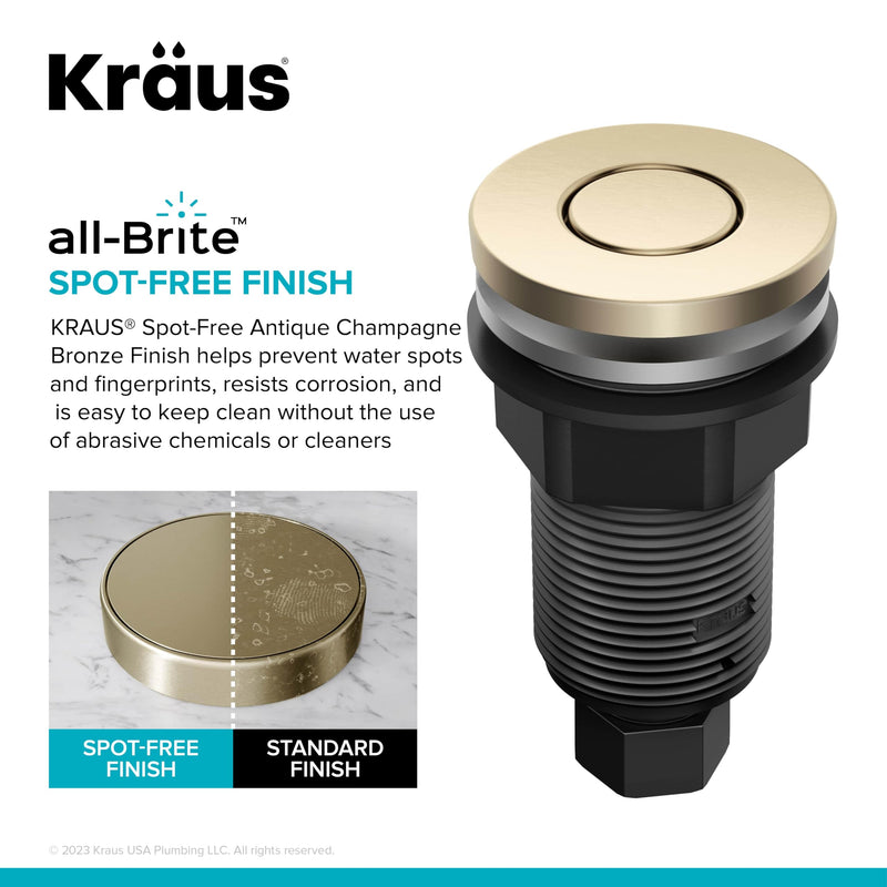 KRAUS Flat-Top Garbage Disposal Air Switch Button in Spot-Free Antique Champagne Bronze, KWDB-20SFACB - NewNest Australia