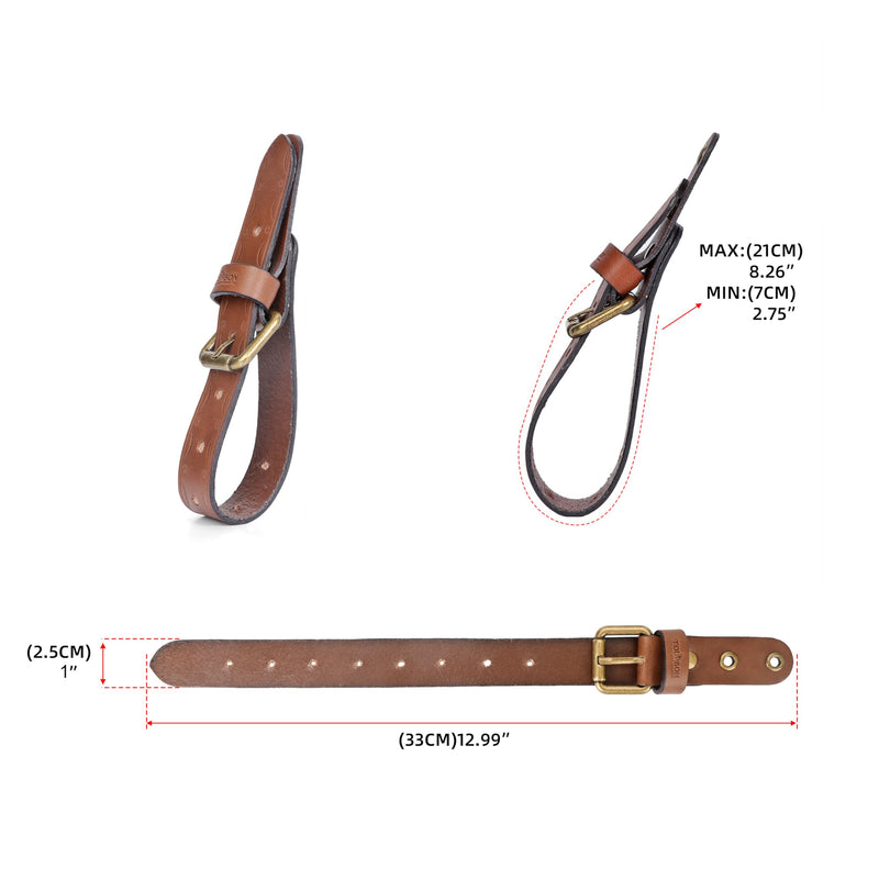 Leather Axe Hangers, Adjustable Wall Straps for Hatchets Tools Gun Display | Adjustable Brass Buckle, Pre-made Hanging Hole , Screw Installation,Set of Two Straps,Stylish Storage & Display, Multi-use