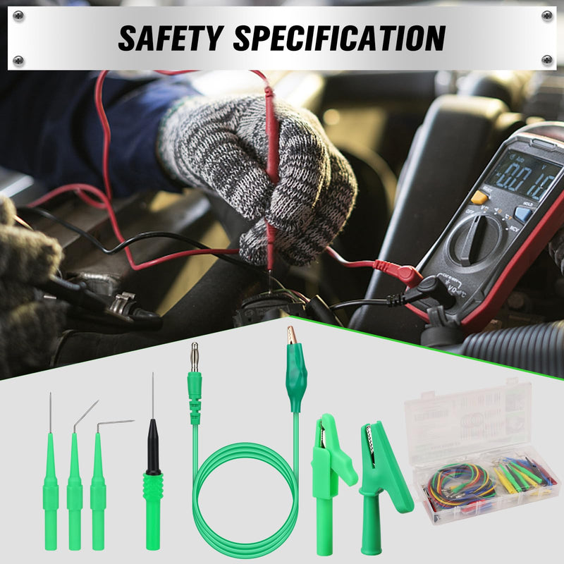 SWANLAKE 43-Piece Back Probe Kit, 30A Multi-Angle Test Probe, 4mm Banana Plug to Copper Alligator Clips, U-Shaped Connectors, Automotive Electrical Circuit Diagnosis Car Repairing Tools 43PCS Back Probe Kit
