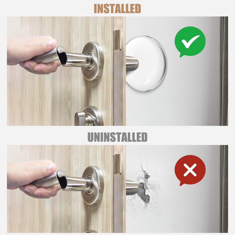 Crosize 6 Pieces 3.15" Clear Door Stoppers for Wall, No-Falling Door Knob Wall Protectors, Strong Adhesive Door Bumpers