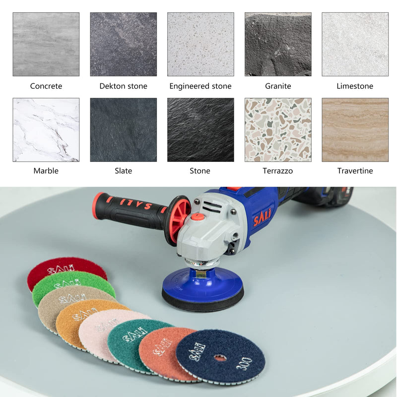 Sali 10 Pack Diamond Polishing Pads 4 Inch Wet Granite Stone Polish Pad Kit for Drill, Grinder, Polisher Polishing Pad for Concrete Marble Stone Countertop Quartz 50 Grit Grit 50