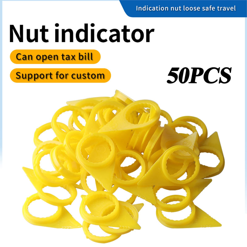 Wheel Check Loose Wheel Nut Indicator for 32 33 34MM Nuts Replace High Visibility Yellow HYB32 Nut Indicator, PU Material - 50PCS