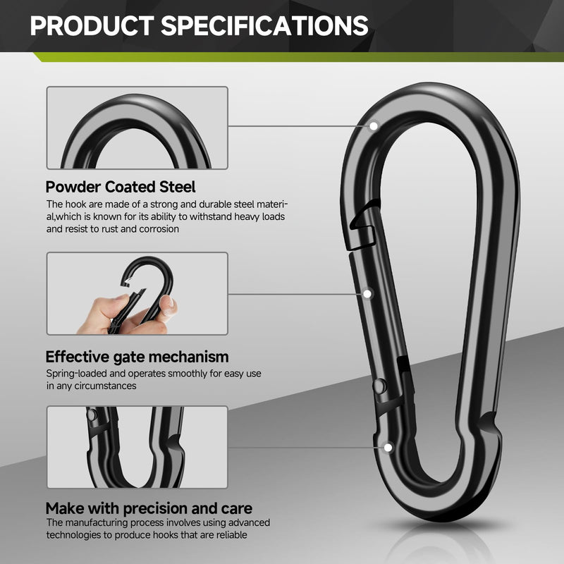 10Pcs Spring Snap Hooks, 3.16” Carabiner Clip, 500lbs Heavy Duty Rope Connector, Large Carabiners for Indoor & Outdoor, Hammock, Swing, Camping, Climbing, Fishing, Hiking 3.16inch 10Pcs - NewNest Australia