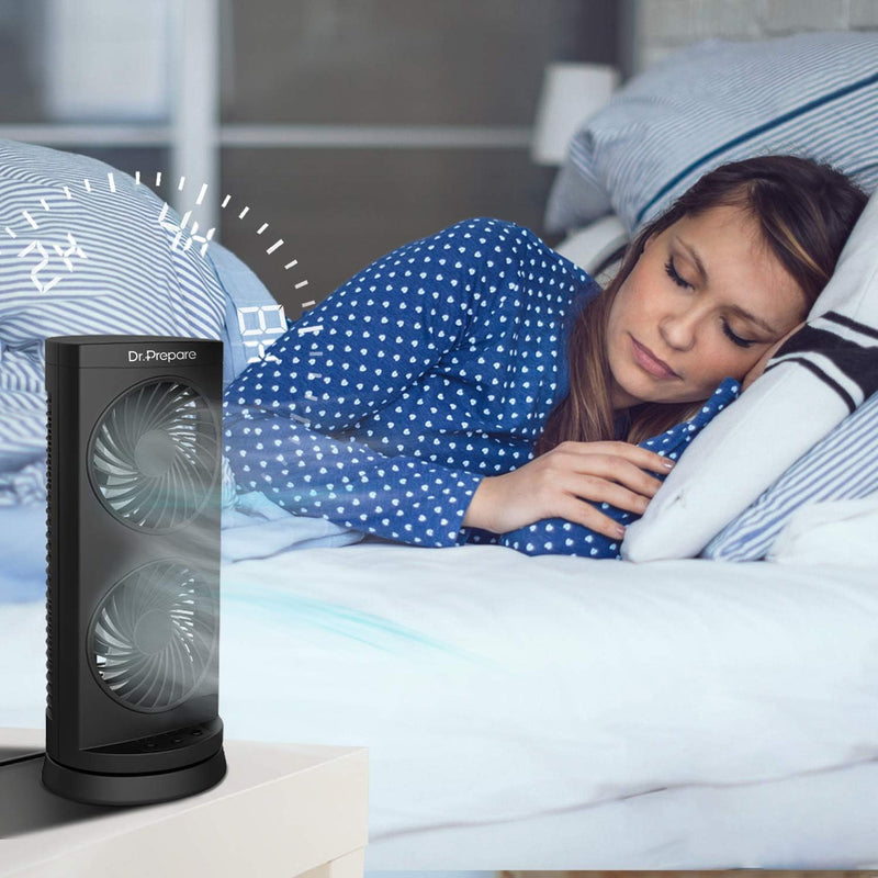 Personal Tower Cooling Fans that Blow Cold Air, Standing Small Desk Fan with 3 Speeds & Timer, 60° & 110° Oscillating Table Fan, Quiet and Safe Electric Floor Fan for Bedroom, Bedside, Home, Office 3600RPM