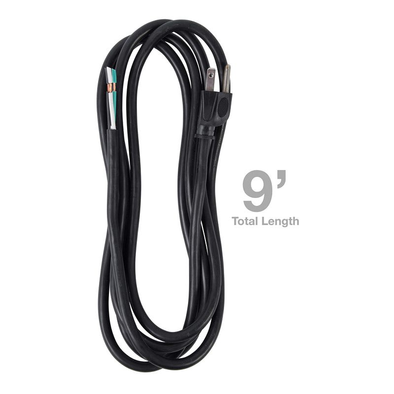 Inc PS913163 3-Wire Appliance and Power Tool Cord, 9 ft, 16 AWG, 13A/125V AC, 1625w , Black