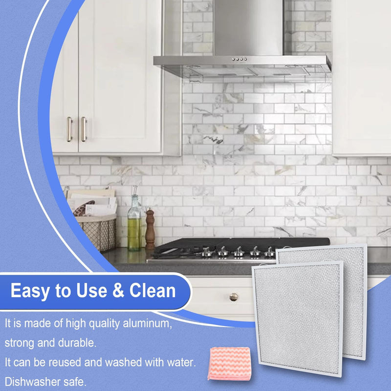 S99010430-002 Range Hood Filter 15-3/4" x 13-7/8" x 3/8", 2 Pack Aluminum Mesh Grease Range Hood Filter Compatible with Broan Nutone Kitchen Exhaust Fan Filter 4512880 99010430-002 S99010430-002 Range Hood Filter