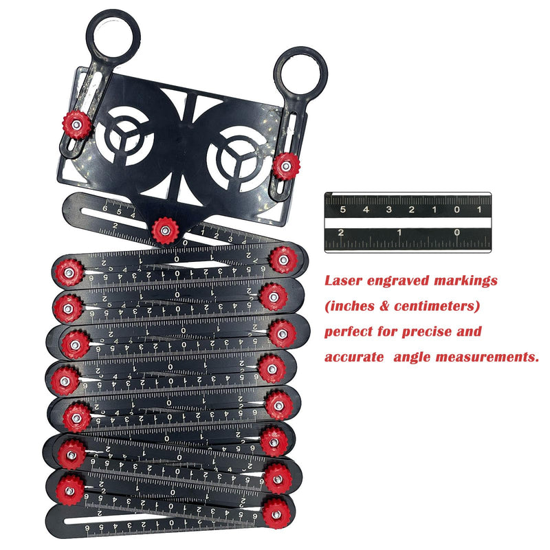 16 Fold Multi Angle Measuring Tool,16-Sided Ceramic Tile Opening Locator Angle Measurement,Tile Holes Measure Ruler with Holes Positioning Apertures