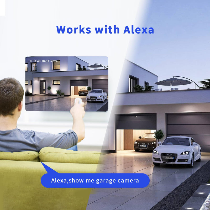 2K Solar Security Camera Wireless Outdoor,WiFi Cameras for Home Security Battery-Powered,Compatible with Alexa,360°PTZ Full Color Night Vision,PLR Alarm,2-Way Audio,Cloud/SD Storage 1PACK