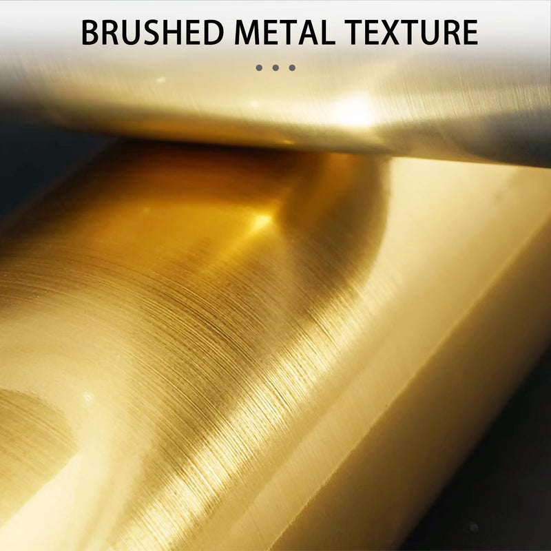 Brushed Gold Peel and Stick Wallpaper Border, PVC Self Adhesive Removable Contact Paper, Waterproof Mirror Frame Sticker for Bathroom, Kitchen and DIY Decor (394''L x 7.88''W) 7.9" x 394" Brushed Gold