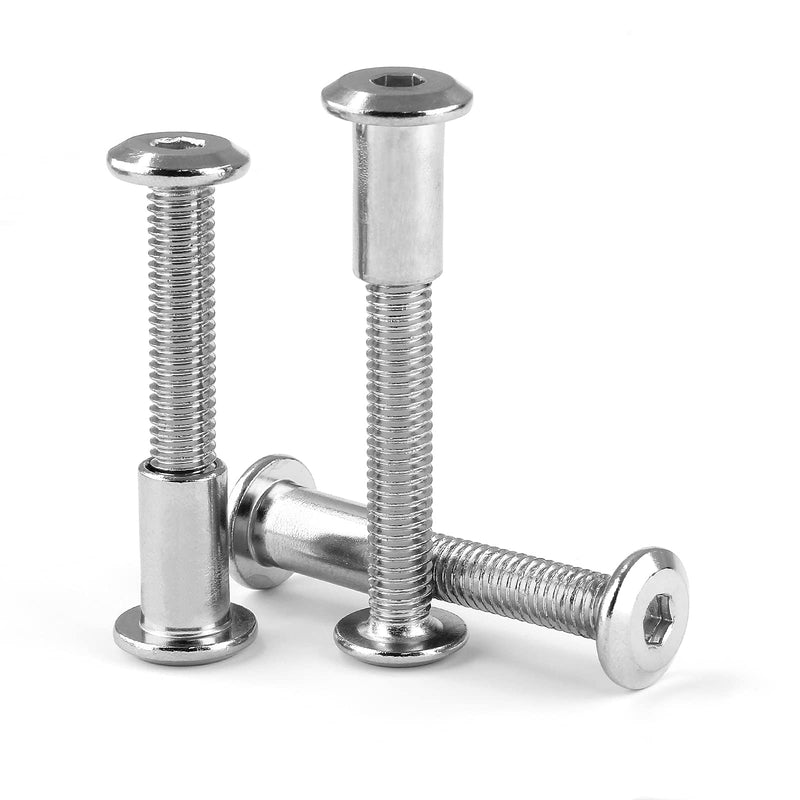 10 Pair(20 Piece) M6x35mm Hex Drive Socket Cap Bolt with Allen Wrench, Silver Furniture Connector Bolts M6 Countersunk Screw Barrel Nuts Binding Screws for Crib Replacement Belt Cabinet