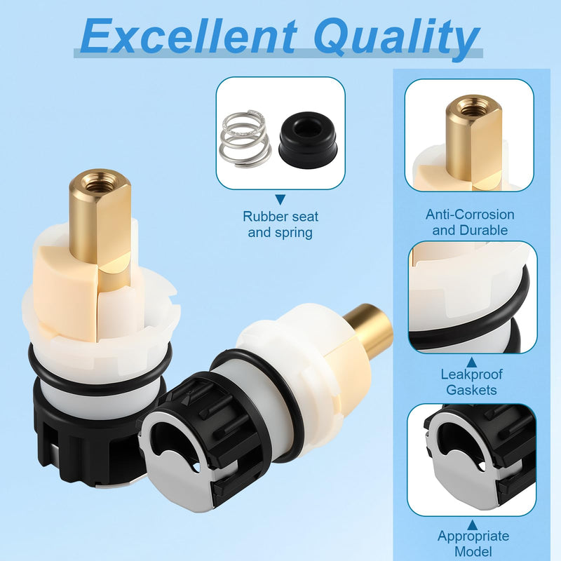 2 Pack RP25513 Faucet Stem Replacement, Compatible with Delta Two Handle Faucet and RP24096 Faucet Cartridge Repair Kit, with RP24097 Turn Stop 1/4 and 2 × RP4993 Seat and Spring (2)