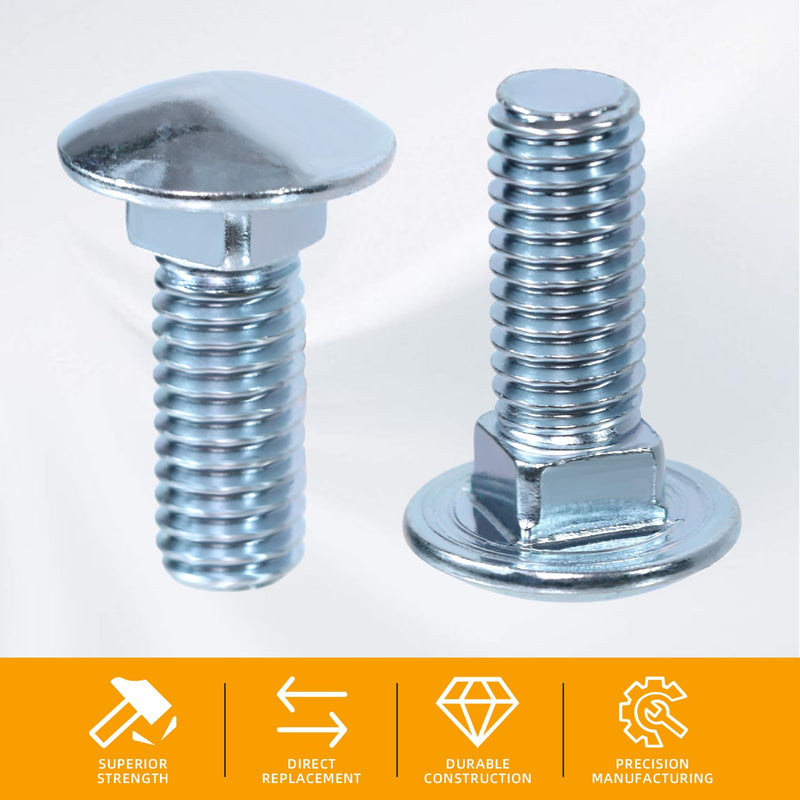 Front Rear Bumper Bolts Kit Capped Round Head Compatible with Ford 7/16-14x1-1/4 (4 Set); Long Carriage Chrome Bumper Bolts, Hex Nuts, and Lock Washers 1