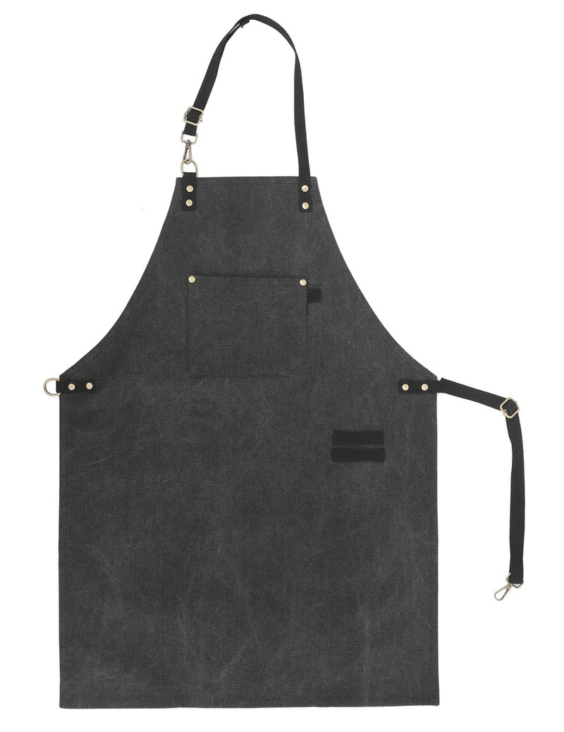 No-Tie Canvas Apron Heavy-Duty 16OZ Work Apron with Front Pocket Extra Long Straps Adjustable M–XXL Black