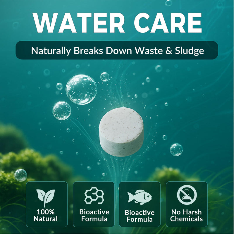 Muck Clear – Natural Pond Sludge Treatment, 500 Tablets for Ponds, Fountains & Bird Baths, Beneficial Bacteria & Enzymes, Chemical-Free & Safe for Fish, Pets & Wildlife 1LB