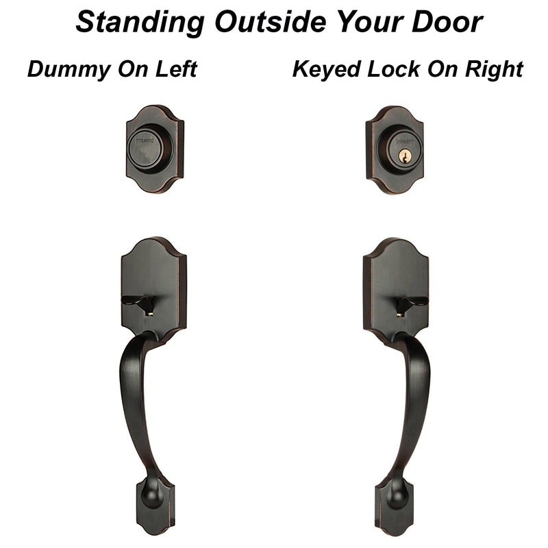 Dynasty Hardware DEN-HER-405-12PL Denver Front Door Dummy Handleset, Aged Oil Rubbed Bronze, with Heritage Lever, Left Hand