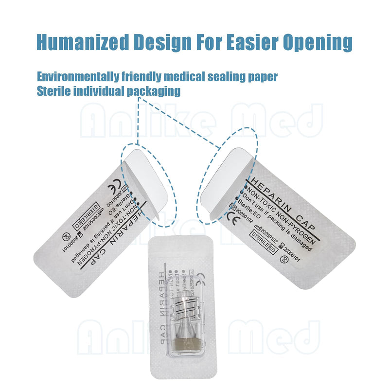 100 Pcs Disposable Heparin Cap for IV Cannula,Medical Lock Valve for Animal Veterinary and Laboratory