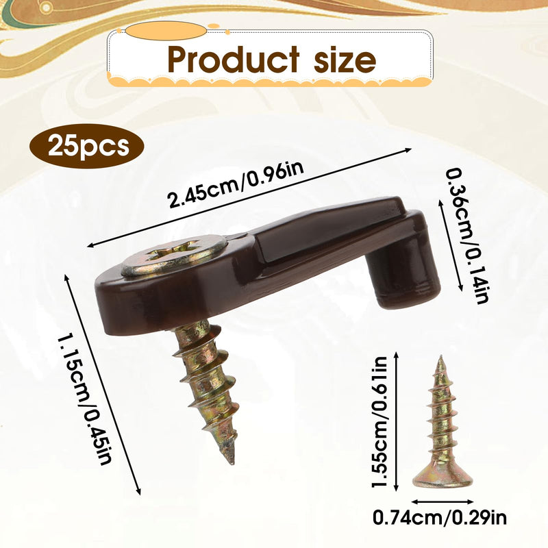 Glass Retainer Clips, 25 Pcs Glass Cabinet Clips 4mm Plastic Mirror Holder Clips Kit Transparent Glass Door Retainer with Metal Screws for Fixing Window Glass Cabinet Doors (Brown, Gold)