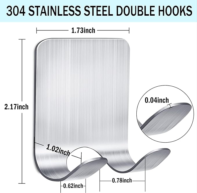 Leryati Razor Holder Shower, Pack of 2 Silver Razor Holder Shower No Drilling, Stainless Steel Razor Holder, Robust Self-Adhesive Razor Hanger Shower Suitable for Door Wall Bathroom Kitchen Silver × 2 - NewNest Australia