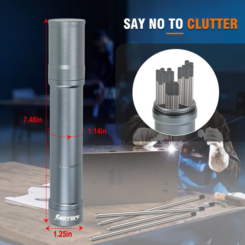 3mirrors Tungsten Holder-Titanium Gray Storage Tube for TIG Tungsten Electrode with 3 Section Divider & Magnetic Base,Protective Fit that Prevents Oxidation and Damage. Titanium Gray