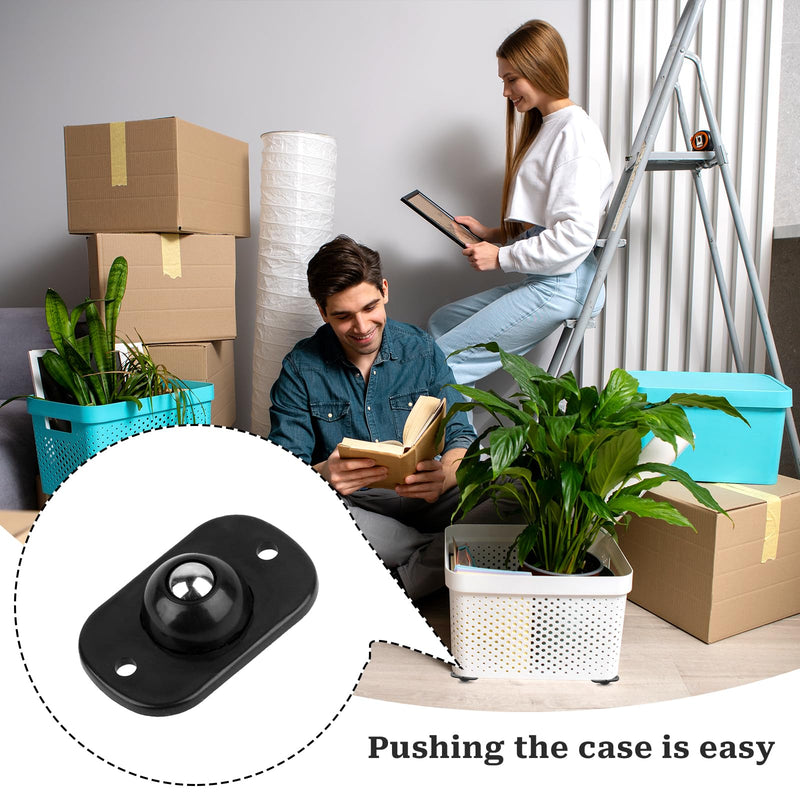 16 Pcs Self Adhesive Mini Caster Wheels 360° Swivel Mini Appliance Rollers Smooth Rotation Appliance Ball Sliders Universal Wheel Transfers for Storage Box Small Furniture Kitchen Appliances (Black)
