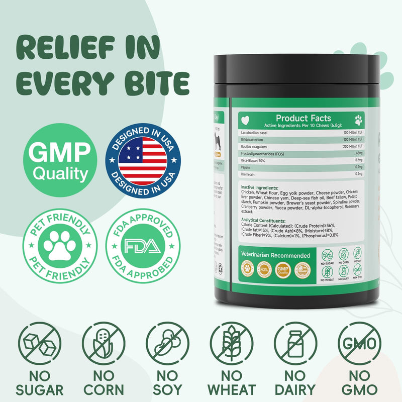 Probiotics for Dogs, Probiotic Chews for Dogs Supports Digestive Health and Immune Soft Chews for Gut Health Itchy Skin Diarrhea Gas Natural Supplement, 500ct Chicken Flavor