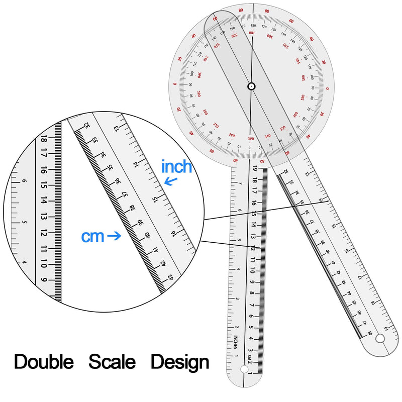 Goniometer Set 2-3 Pieces 12", 8", 6"/ 360 Degree 3 pcs - 12'', 8'', 6''