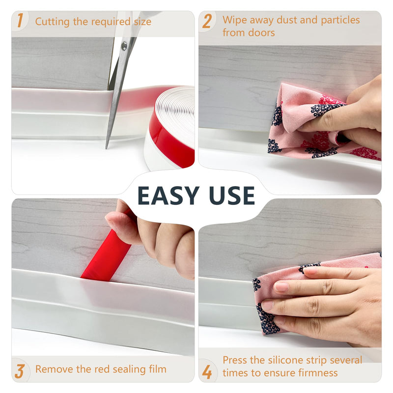 Wide Silicone Weather Stripping Door Seal, Strong Adhesive Door Draft Stopper, Door Sweep Draft Stopper for Doors Gap&Under Bottom Garage Door, Glass Shower Door, Sliding Door, 2" x 20 ft, Black 2In Width,20Ft Length
