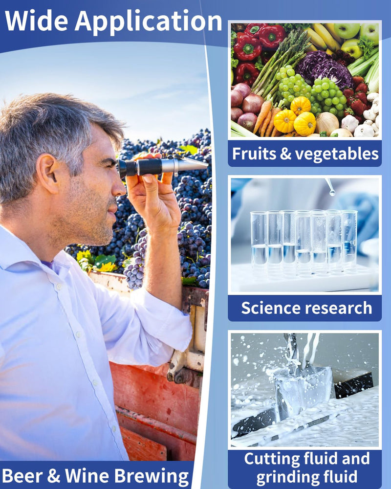 Brix Refractometer, Brix Meter Refractometer with ATC, Dual Scale Refractometer Brix 0-32% & Specific Gravity 1.000-1.130, Lab Refractometer for Wine Making, Beer Brewing, Fruit, Sugar Content - NewNest Australia