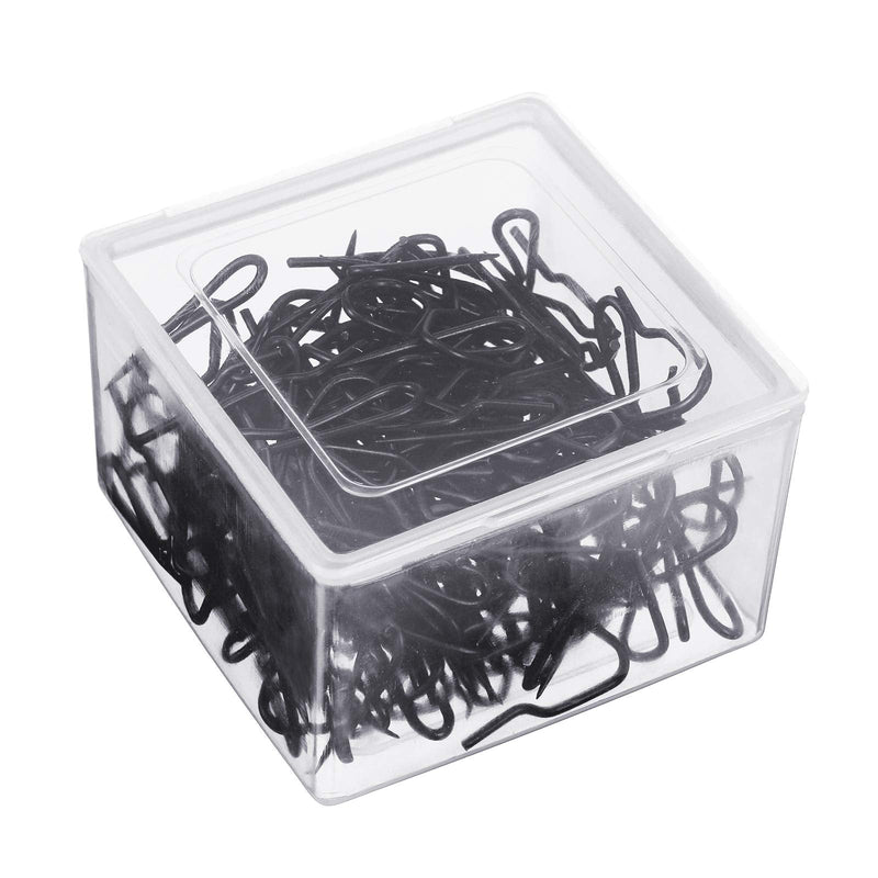 Shappy 120 Pack Drapery Hooks Pins for Curtains, Metal Pinch Pleat Hooks with Clear Box 1.2 Inch for Window Door and Shower Curtain(Black) Black