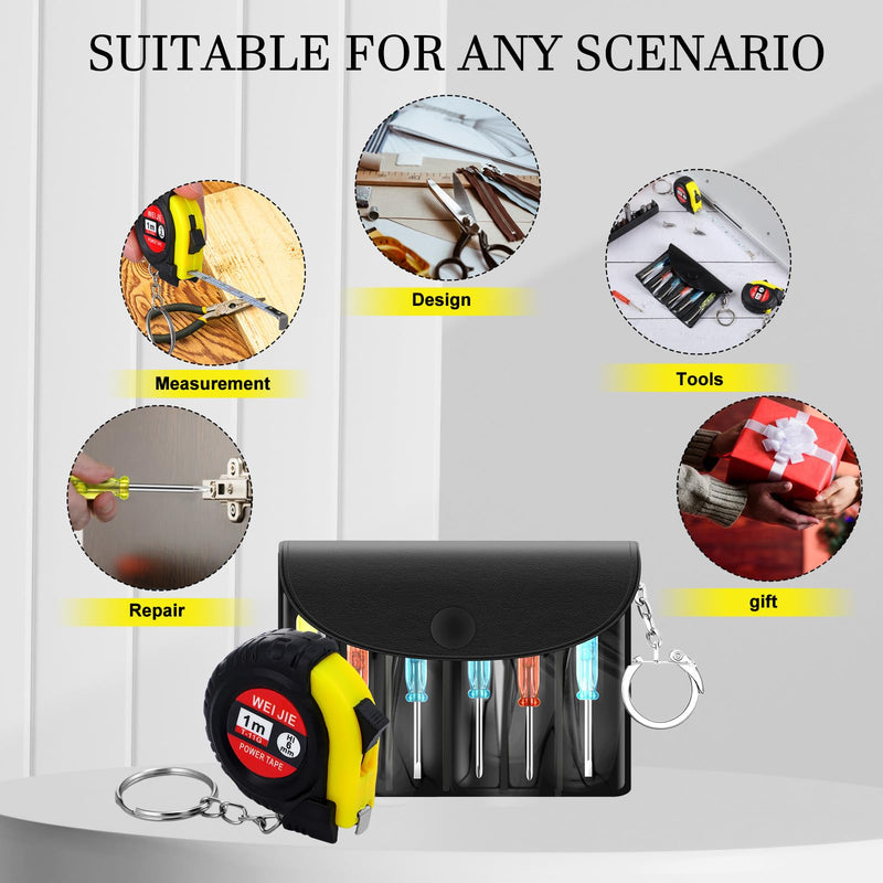 Jutom 24 Pcs Mini Screwdriver Tape Measure Keychains Set Mini Tool Set Father's Men Gifts Bulk for Adult Tool Party Favors