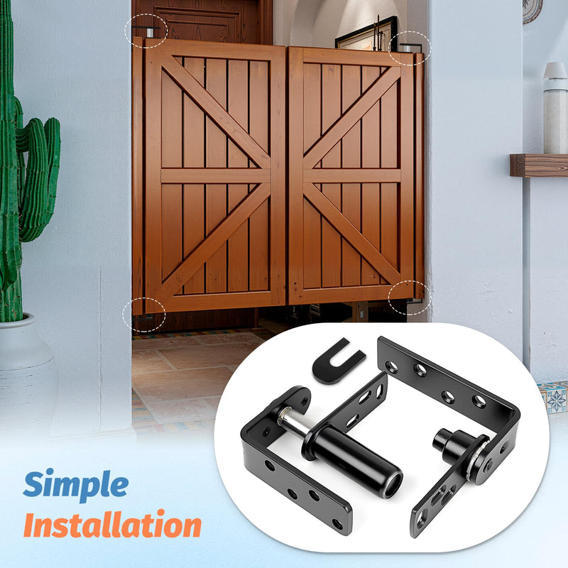 Heavy Duty Saloon Door Hinges, 304 Stainless Steel Black Double Swing Self-Return Door Hinges for Cafe, Bar, Barn, Courtyard, 1 Pack