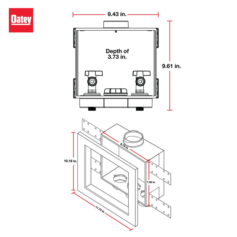 Oatey Copper Sweat Connection Washing Machine Outlet Box - 1 Each 0.25 Inch Yes