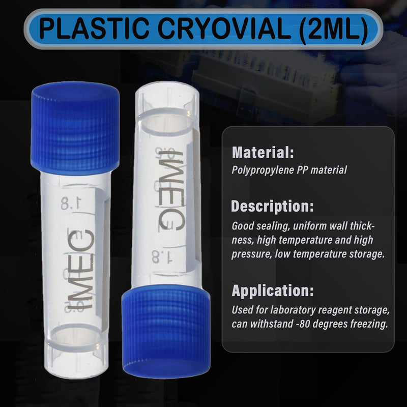 2ml Cryogenic Vials - Self Standing Cryo Tubes,Cryo Sample Tubes with Caps (500 pcs) 500