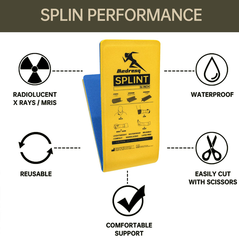 First Aid Splint Kit, Lightweight Reusable Splint for Supporting Arm and Leg Fracture Treatment During Trauma Emergencies(Yellow) Yellow