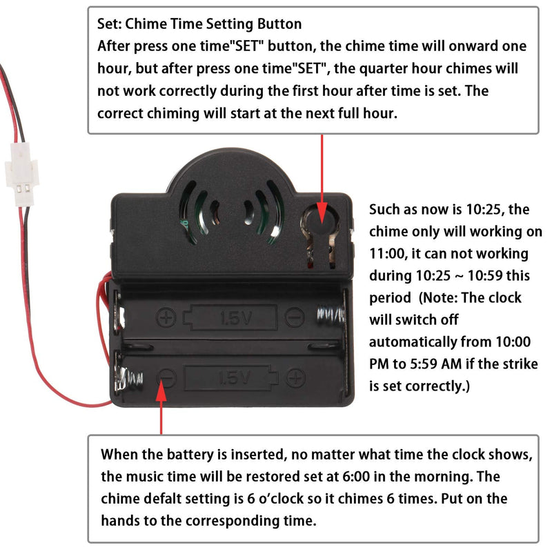 Quartz Pendulum Trigger Clock Movement Chime Westminster Melody Mechanism Clock Kit with 3 Pairs of Hands