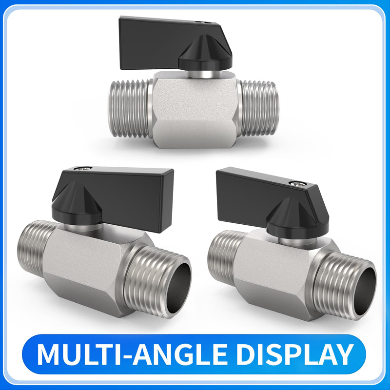 ChillWaves Brass Mini Ball Valve, Shut Off Switch Ball Valve 1/4" NPT Male x 1/4" NPT Male Thread Pipe Fitting(4-PACK) 1/4" MNPT x 1/4" MNPT PACK OF 4