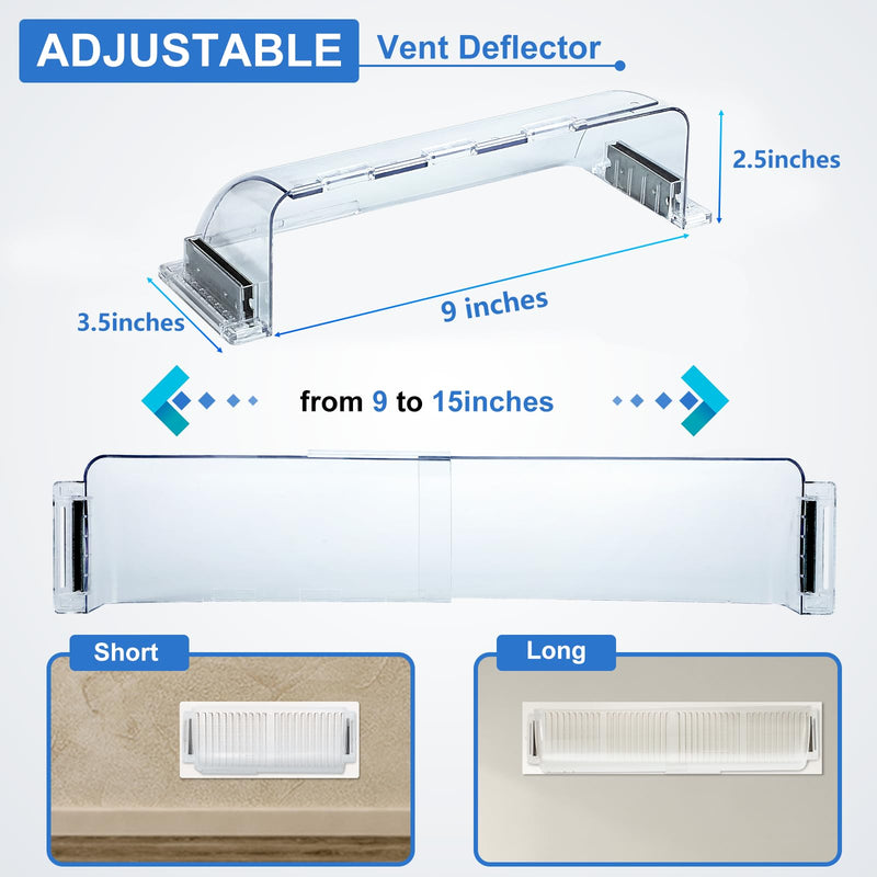 Air Vent Deflectors Adjustable Magnetic Heat and Vent Cover,9" to 15"Inches-Heavy Duty Unbreakable Plastic with Magnet Secure Design ，for Vent Covers for Home Floor，Sidewal，Ceiling Registers,2 Pack… 2 Pack