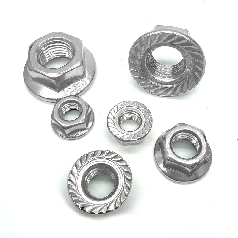 M14-1.5mm Thread Pitch 304 Stainless Steel Flange Nut Hex Lock Nuts,Fine Tooth(4pcs) M14-1.5mm