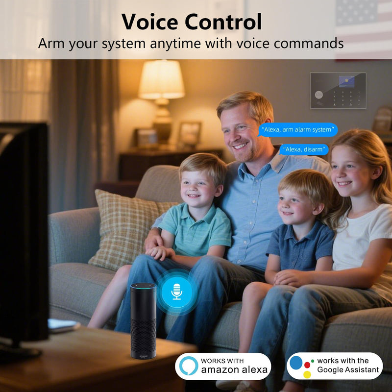 Home Security System, Wireless WiFi Tuya Smart Home Alarm System, No Monthly Fee, for Kids and Pet Safety, Compatible with Alexa and Google, for Apartment House Office, Villa(11 Pieces) G30 Alarm System