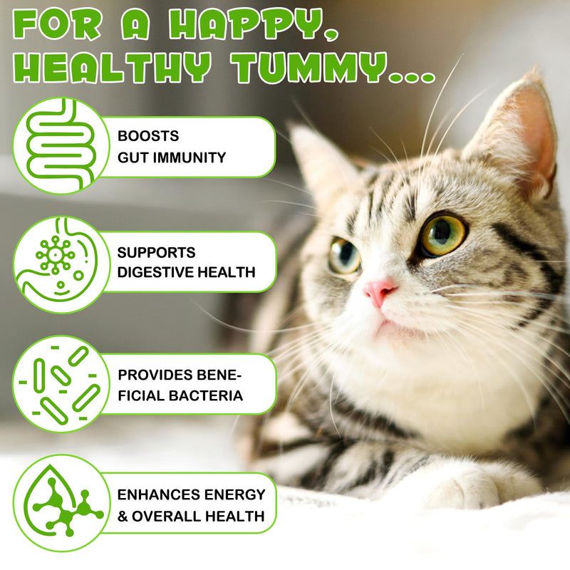 Probiotic for Cats, 3-in-1 Probiotics for Cats with Digestive Enzymes & Prebiotics, Supports Gut Health, Itchy Skin Relief, Allergies & Immunity, 60ml for All Ages