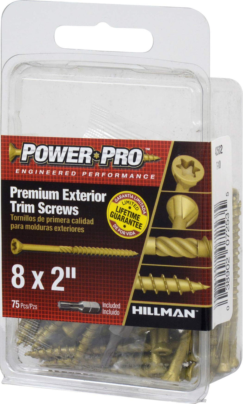 Power Pro 42502 Trim Screws, 75 Pieces, Bronze, 75 Piece (Pack of 2) #8 x 2" (Pack of 2)