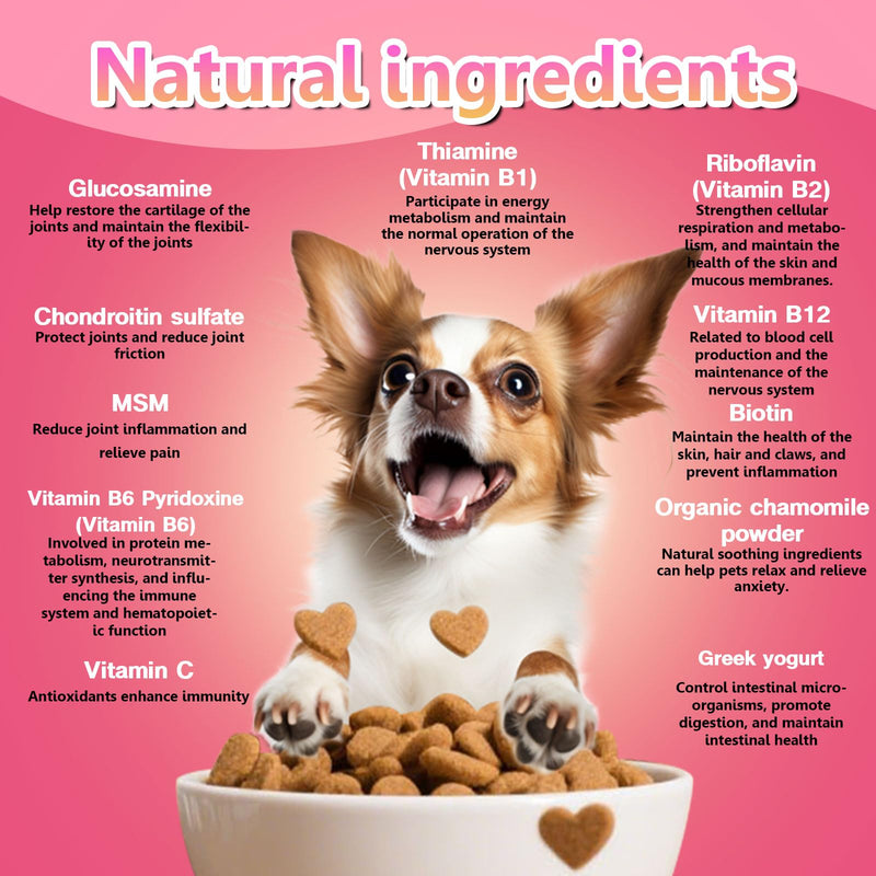 26-in-1 Dog Multivitamin Chews – Glucosamine, MSM & Chondroitin for Joints, 6-Strain Probiotics for Gut, Calming Chamomile & Valerian, Immune Support, Chicken Flavor (30 Count) ND-015