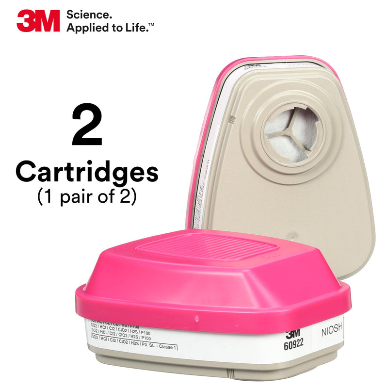 3M P100 Respirator Cartridge/Filter 60922, NIOSH Approved, 1 Pair