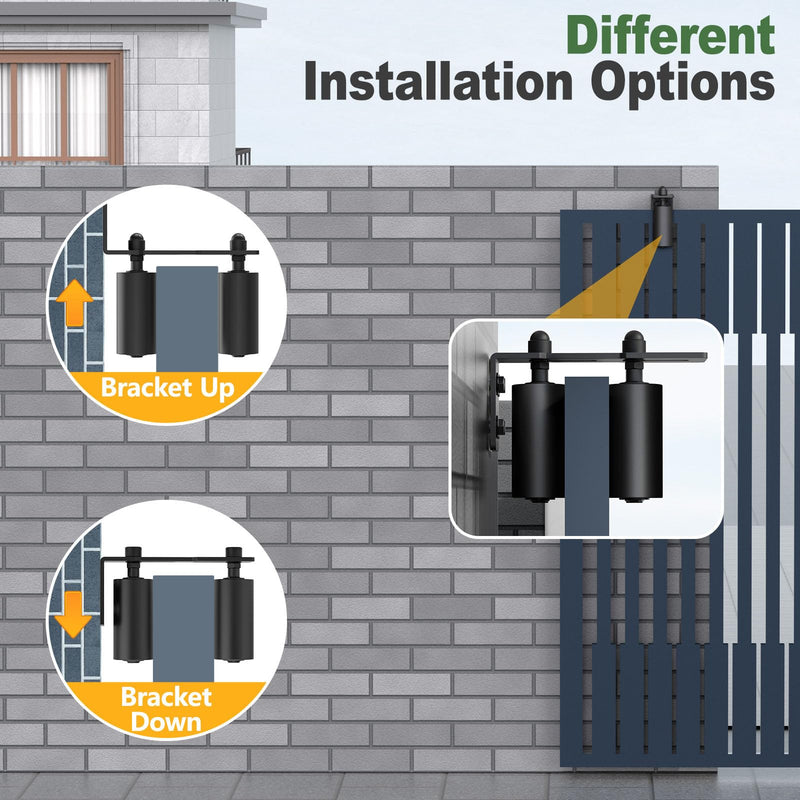 Adjustable Sliding Gate Roller Hardware Kit - Heavy Duty Steel Wall-Mount Bracket & Nylon Roller Guide for Rolling/Sliding Doors, Garage, Wood Gates (Black-2pcs, 4in) Black-2pcs