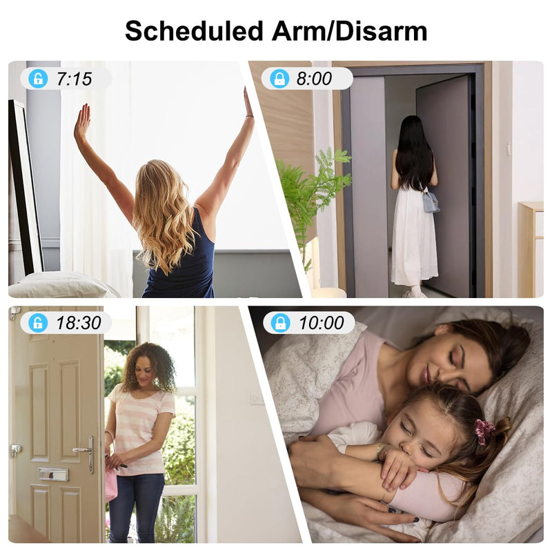 Motion Sensor Alarm - Driveway Alarm with 4 Door Window Sensors and 2 Remotes, with APP Alerts WiFi PIR Motion System Detector, for Home, Garage, Ranch, Van, Carport, Shop , 120dB Extra Loud White