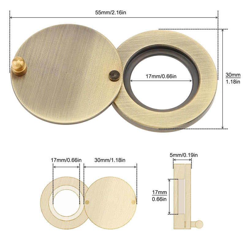 Peephole Cover, Solid Brass Privacy Door Viewer Cover with Double-Sided Self-Adhesive Tape for 5/8 inch Diameter Door Peephole (1, Antique Bronze) 1